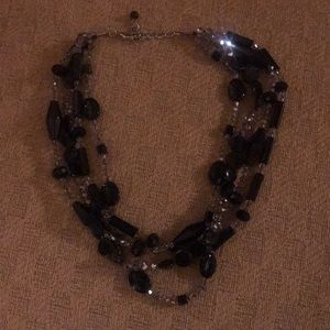 Chico’s black and clear bead 4-strand necklace